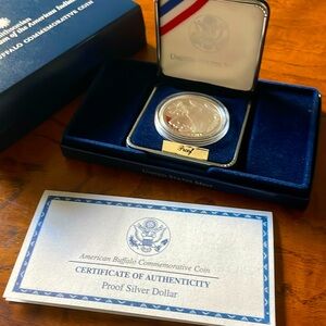 Silver Coin in Display Case, w COA, American buffalo coin